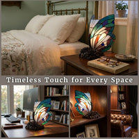 Tiffany Style Butterfly Lamp, (L) 8" x (W) 6" x (H) 9" view 5