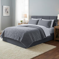 Floral Etched Fleece Blanket with Sherpa-F/Q-Gray view 2