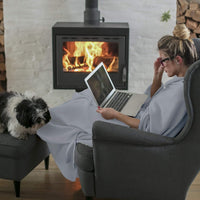 Fleece Throw Blanket-Set of 2-Navy Blue & Sand Plush 60"x50" view 4