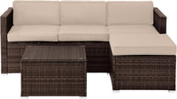 Patio Furniture Set - 3-Piece Rattan Outdoor Sectional, Brown view 1