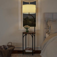 Floor Lamp with Built-in End Table, Brown/Black, 16" x 58" view 3
