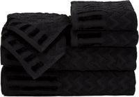 6-Piece Cotton Deluxe Plush Bath Towel Set, Black view 1