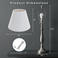 Brushed Steel Table Lamps, 13 in x 13 in x 25.5 in view 2