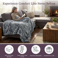 Oversized Ruched Faux Fur Blanket view 6