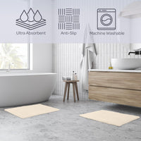 Bathroom Rugs - 2-Piece 2500GSM Cotton Bath Mat Set view 2
