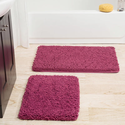 2 Piece Bathroom Rug Set, Pink