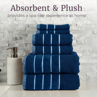 Bathroom Towels Set, Bathroom Accessories, Navy, 27.5"x53.5"x0.25" view 4