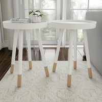 Round End Table, White, 17" x 22" view 19