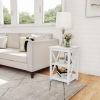 Wooden End Table, White view 4