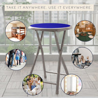 Portable Folding Stool with Backless Seat Set of 4, Blue, 18" view 6