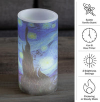 Flameless Candles - 2-Pack Van Gogh Starry Night Battery view 3