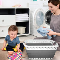 Collapsible Plastic Laundry Basket, Gray, 24.25"x17.5"x10.5" view 5