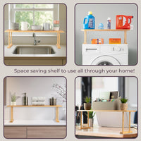 Bamboo Sink Shelf, Natural, 30" x 6.25" x 9.25" view 3