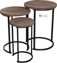 Round Nesting Tables Set of 3, Faux Marble Tabletop, White view 16