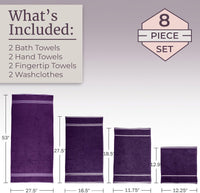 Rio 8 Piece 100% Cotton Towel Set - White & Silver view 46