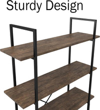 5 Tier Bookshelf w/Industrial Etagere Wooden Shelving view 6