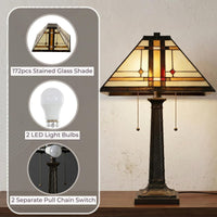 Tiffany Style Table Lamp with Stained Glass Shade, Bronze view 4