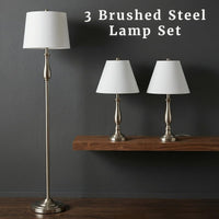 Brushed Steel Table Lamps, Silver view 9