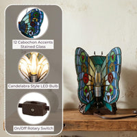 Tiffany Style Butterfly Lamp, (L) 8" x (W) 6" x (H) 9" view 10