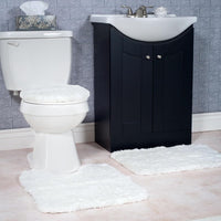 3 Piece Super Plush Non-Slip Bath Mat Rug Set - White view 2