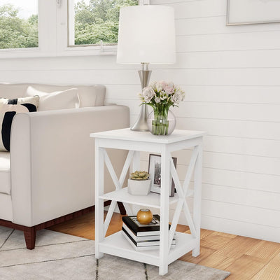 Wooden End Table, White