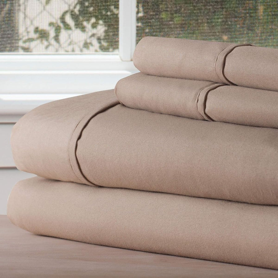 Brushed Microfiber Sheet Set-4 Piece Bed Linens-Fitted & Flat, Taupe &mdash; Lavish Home