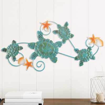 Sea Turtles Wall Art with Shells and Starfish