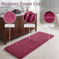 Memory Foam Shag Bath Mat (24x58), Pink view 3