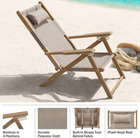 Beach Chair - Outdoor Weather-Resistant Wood Folding Chair view 12
