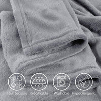 Fleece Throw Blanket-Set of 2-Navy Blue & Sand Plush 60"x50" view 3