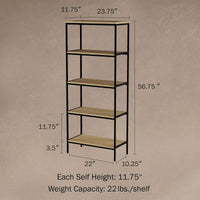 5-Tier Bookshelf-Open Industrial Style Etagere Shelving Unit view 2