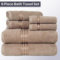 6 Piece Bathroom Towels Set, 28"x54.5"x0.25" view 40