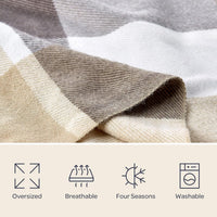 Soft Throw Blanket - Oversized, Vintage-Look, Gray and Tan view 5