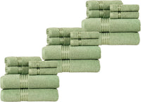 18PC Towel Set - Cotton Bathroom Accessories with 6 Bath, Green view 1