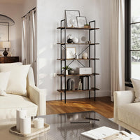 5 Tier Bookshelf w/Industrial Etagere Wooden Shelving view 11