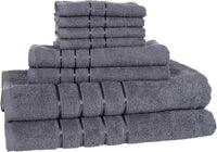 8 Piece 100% Cotton Plush Bath Towel Set - Silver view 1