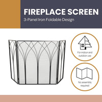 Fireplace Screen - 3 Panel Fireplace Gate with Protective Mesh view 2