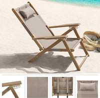 Beach Chair - Outdoor Weather-Resistant Wood Folding Chair view 11