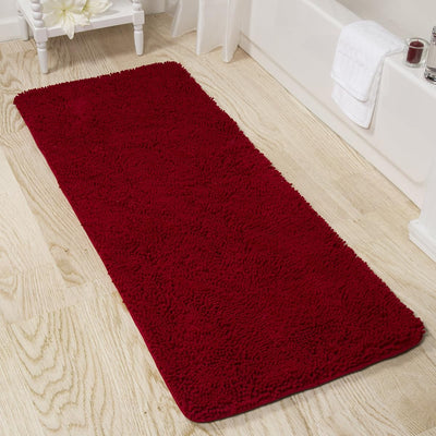 Bath Mat - 58x24-Inch Bathroom Runner with Non-Slip Backing, Burgundy