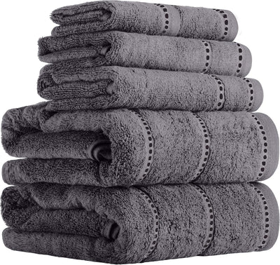 6 Piece Bathroom Towels Set, 12" x 12"