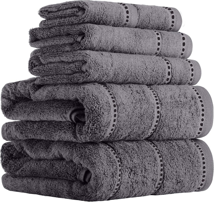 6 Piece Bathroom Towels Set, 12" x 12" &mdash; Lavish Home