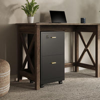 2-Drawer Wooden File Cabinet with Lock, Black, 16" x 27" view 5