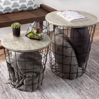 Round End Tables - Nesting Tables Set of 2, Gray/Black view 1