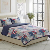 2-Piece Quilt Set - Nautical Americana Patchwork Print view 7