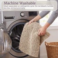 2 Piece Memory Foam Shag Bath Mat - Ivory, Polyester view 5