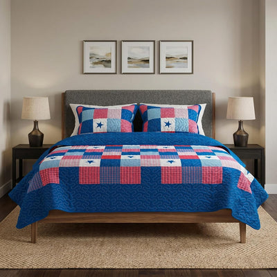 Full/Queen Caroline Patriotic Quilt Set, 3-Piece-Set