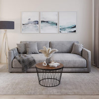 Round Coffee Table with Geometric Metal Base view 3