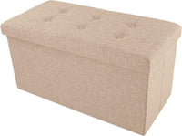 Folding Storage Ottoman - Tufted Footrest, Linen Chest view 7