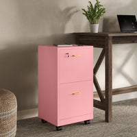 2-Drawer Wooden File Cabinet with Lock, Black, 16" x 27" view 18