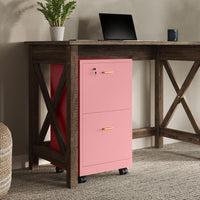 2-Drawer Wooden File Cabinet with Lock, Black, 16" x 27" view 17